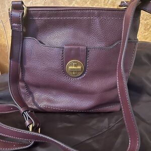 Chic Plum Leather Crossbody Bag